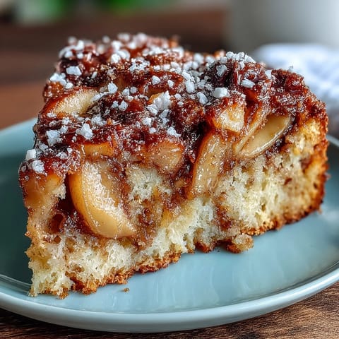 Slices of warm, golden baked apple cake with cinnamon sugar, served like a cozy Dutch breakfast.