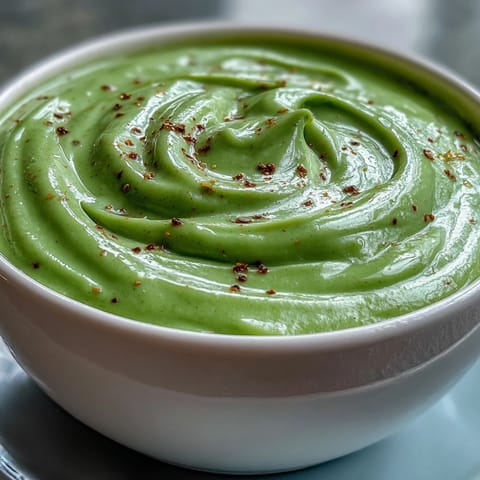 A velvety cream of broccoli soup with vibrant green puree, garnished with a swirl of rich cream.  