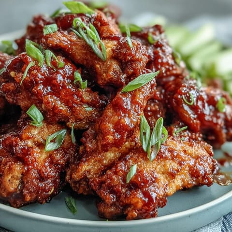 Crispy Fried Chicken Wings tossed in sweet Thai chili glaze with a lime wedge garnish, served alongside creamy ranch dressing.