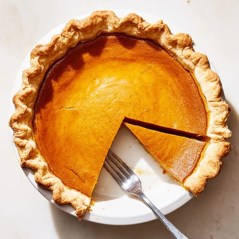 Slice of creamy Pumpkin Pie topped with whipped cream, revealing a smooth, cinnamon-spiced pumpkin filling on a rustic plate.