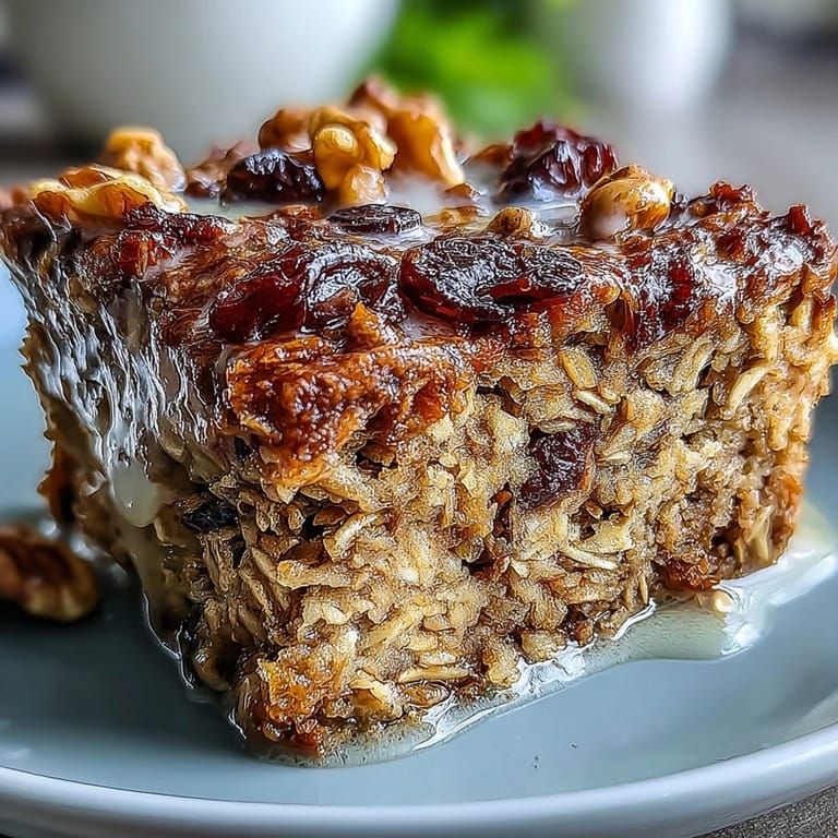 Serving of warm Carrot Cake Baked Oatmeal beside a cup of coffee for a cozy morning meal.