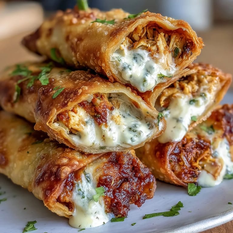 Crispy baked mini chicken chimis with jalapeño cream cheese are served with green enchilada sauce.