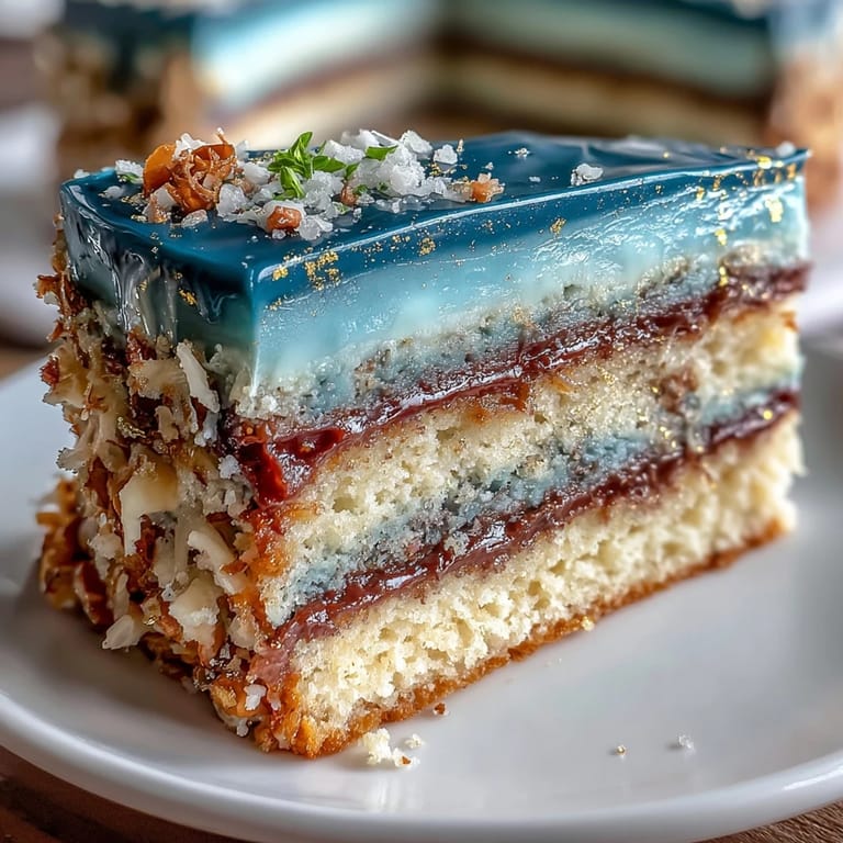 Dark blue and gold ombre graduation cake featuring three stacked layers, frosted with rich buttercream, perfect for a celebratory dessert table.