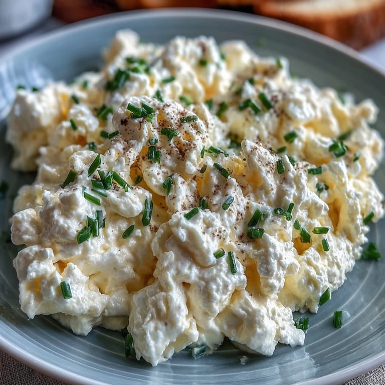 Golden Protein-Packed Cottage Cheese Scrambled Eggs, perfectly soft and savory.