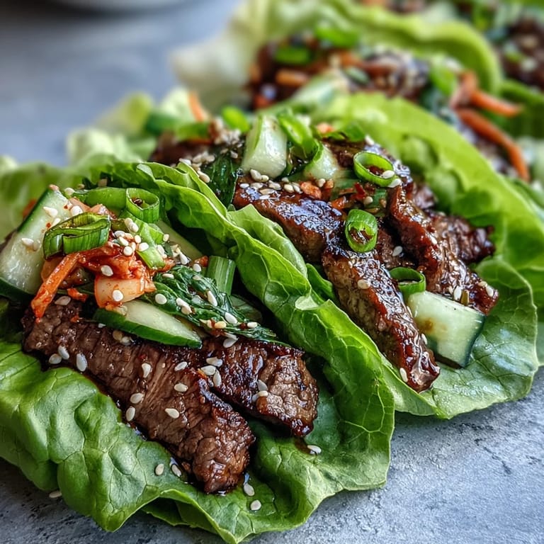 Tender, marinated Korean BBQ beef with crunchy vegetables and spicy kimchi.