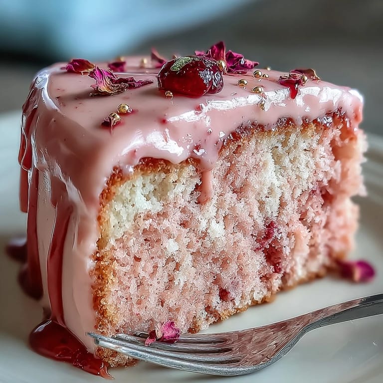 Pink rosé velvet cake adorned with shimmering gold drip for celebrations.