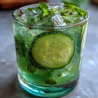 Cool Green Detox Cucumber Mint Agua Fresca with fresh mint garnish, served frosty.