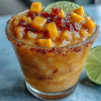 Vibrant Cinco de Mayo Mangonada Mocktail with spicy chamoy and fresh mango slush.